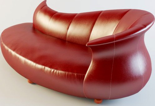 Amphora Couch Red Leather 3D Model