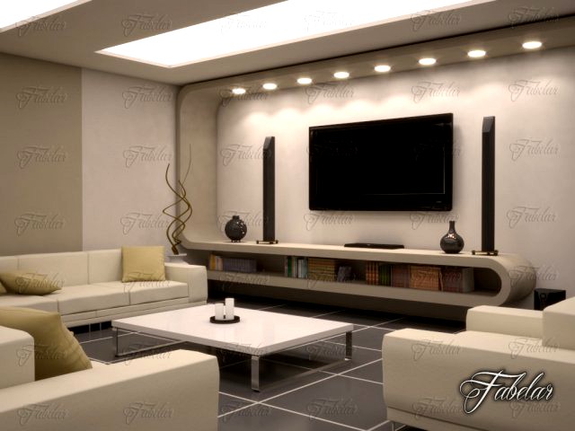 Living room 10 Night 3D Model