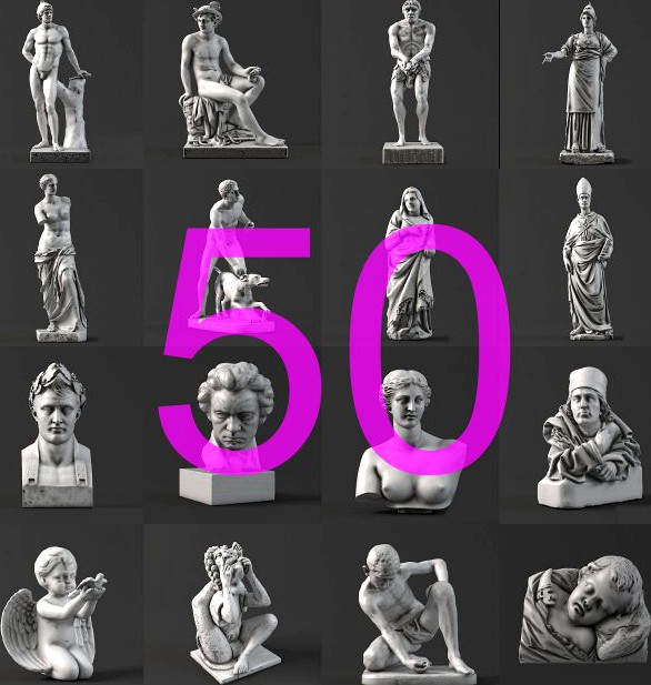 50 Sculpture collection 3D Model 3D Model